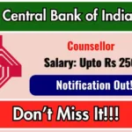 Central Bank of India Counsellor Recruitment
