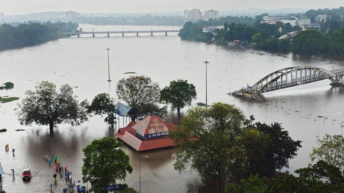 Aluva Manappuram remains waterlogged after heavy rain lashed the region on August 1, 2026.